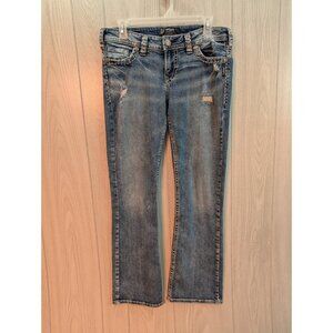 Silver Tuesday Low Bootcut Jeans Women Sz 31/31  Mid Rise Distressed Blue Denim